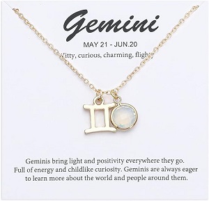 TGOLM 14k Gold Plated Zodiac Birthstone Pendant Necklace, Horoscope Sign Charm Necklace for Women Girls' Birthday Gift